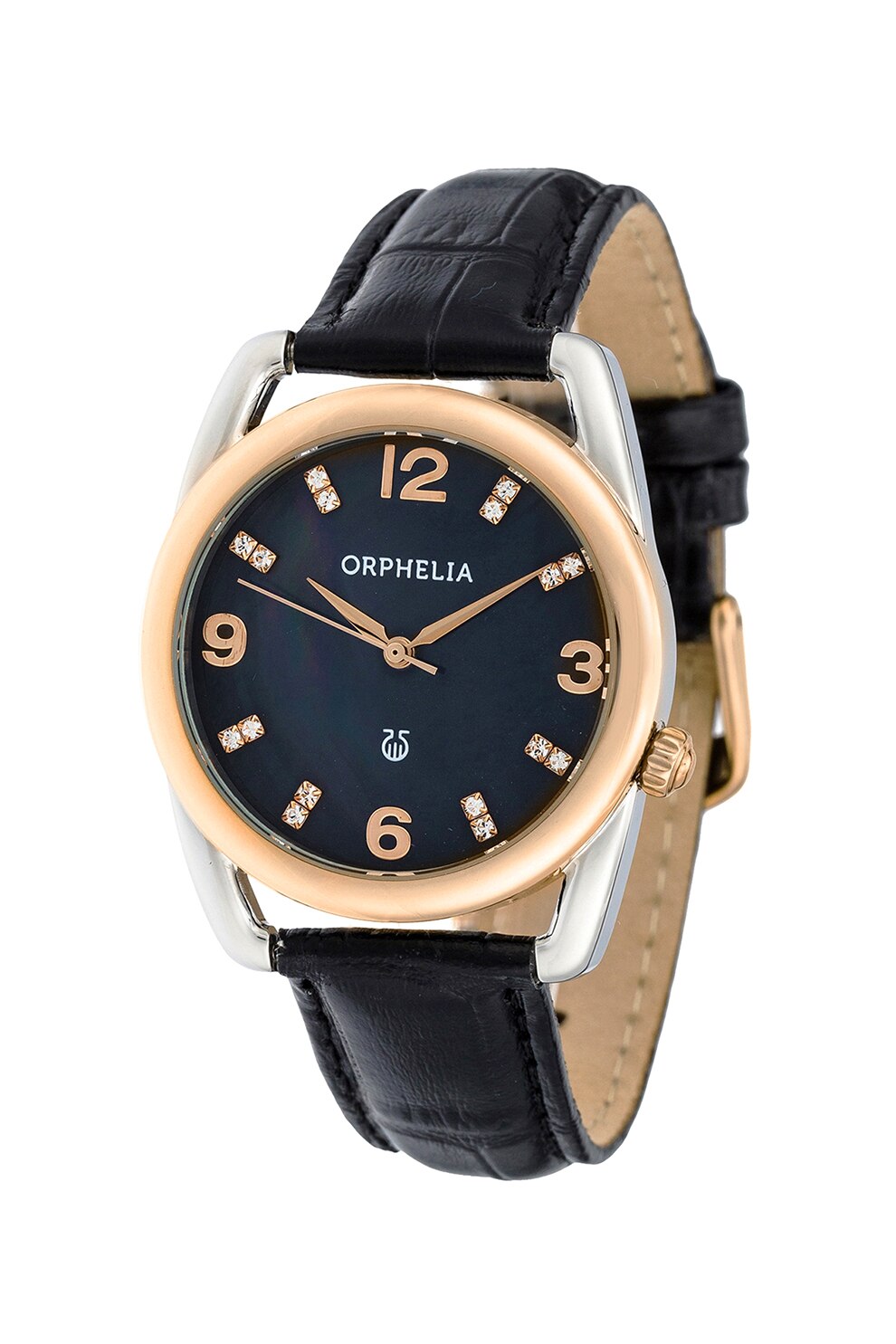 Orphelia, Ceas cu o curea de piele Glam, Negru