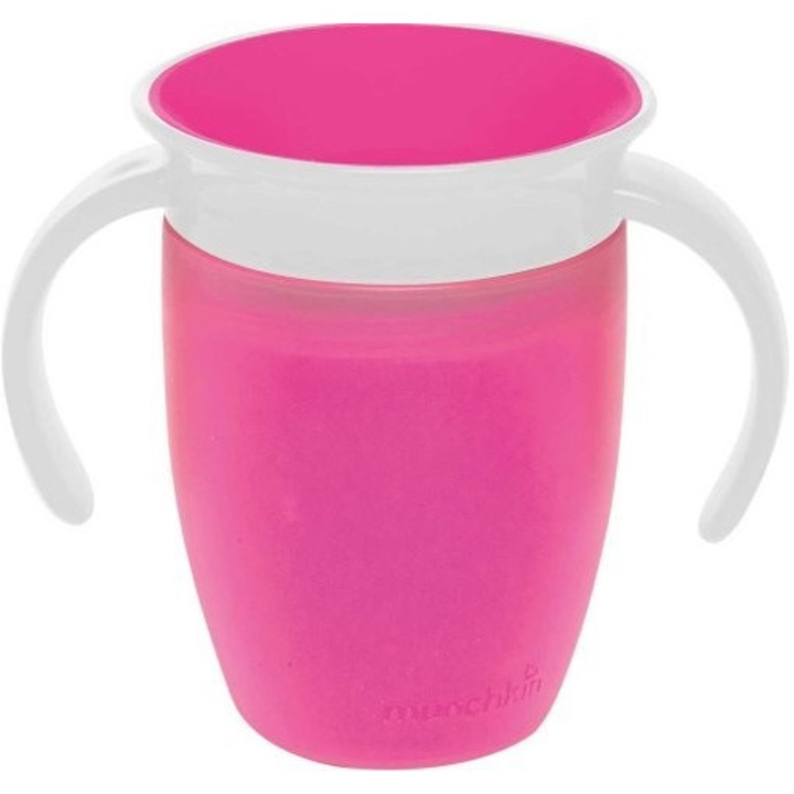 Чаша Miracle 360 градуса, 200 ml - розова - Munchkin