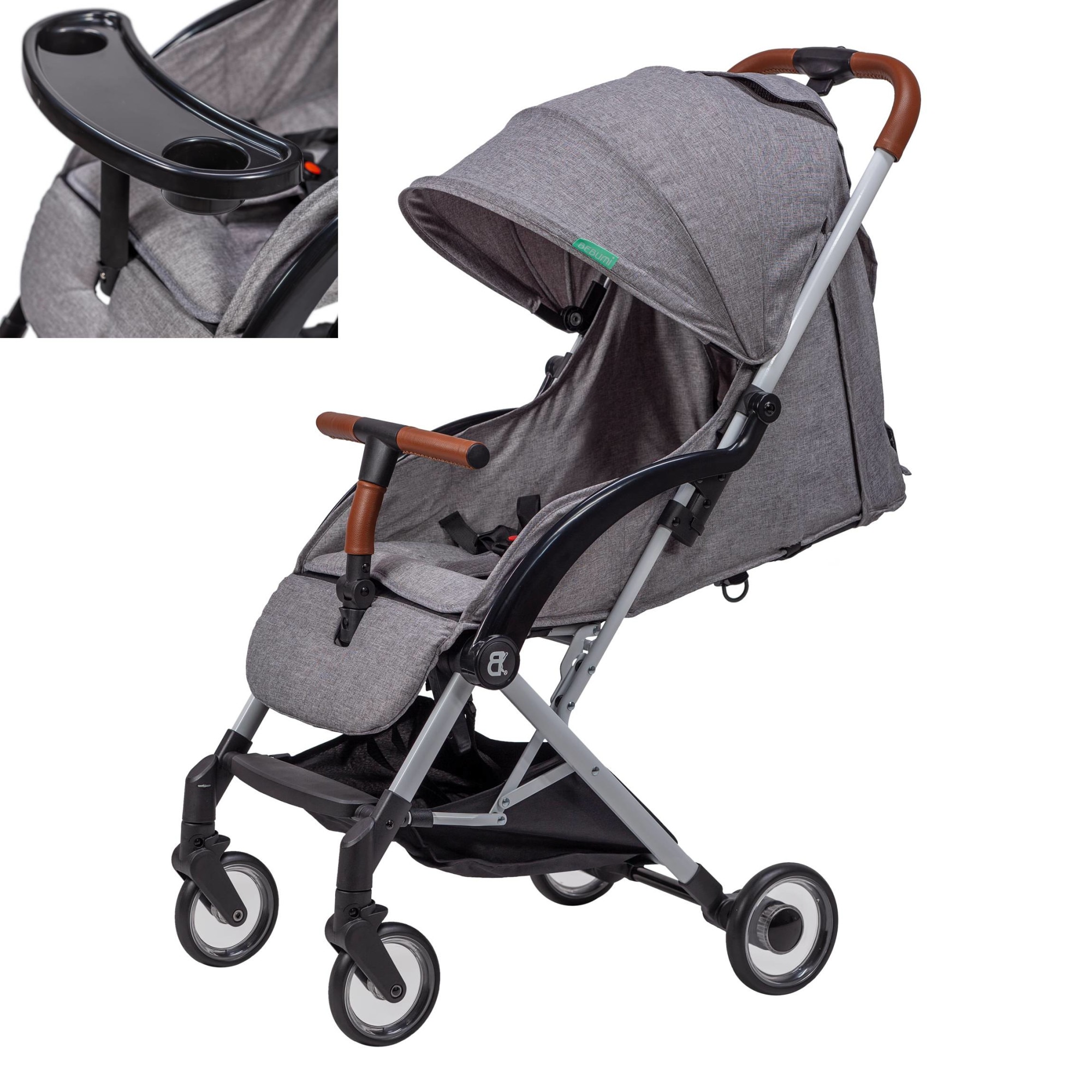 Carucior compact BEBUMI Sport Air 0-4 ani, Food Try, Gri/Gray