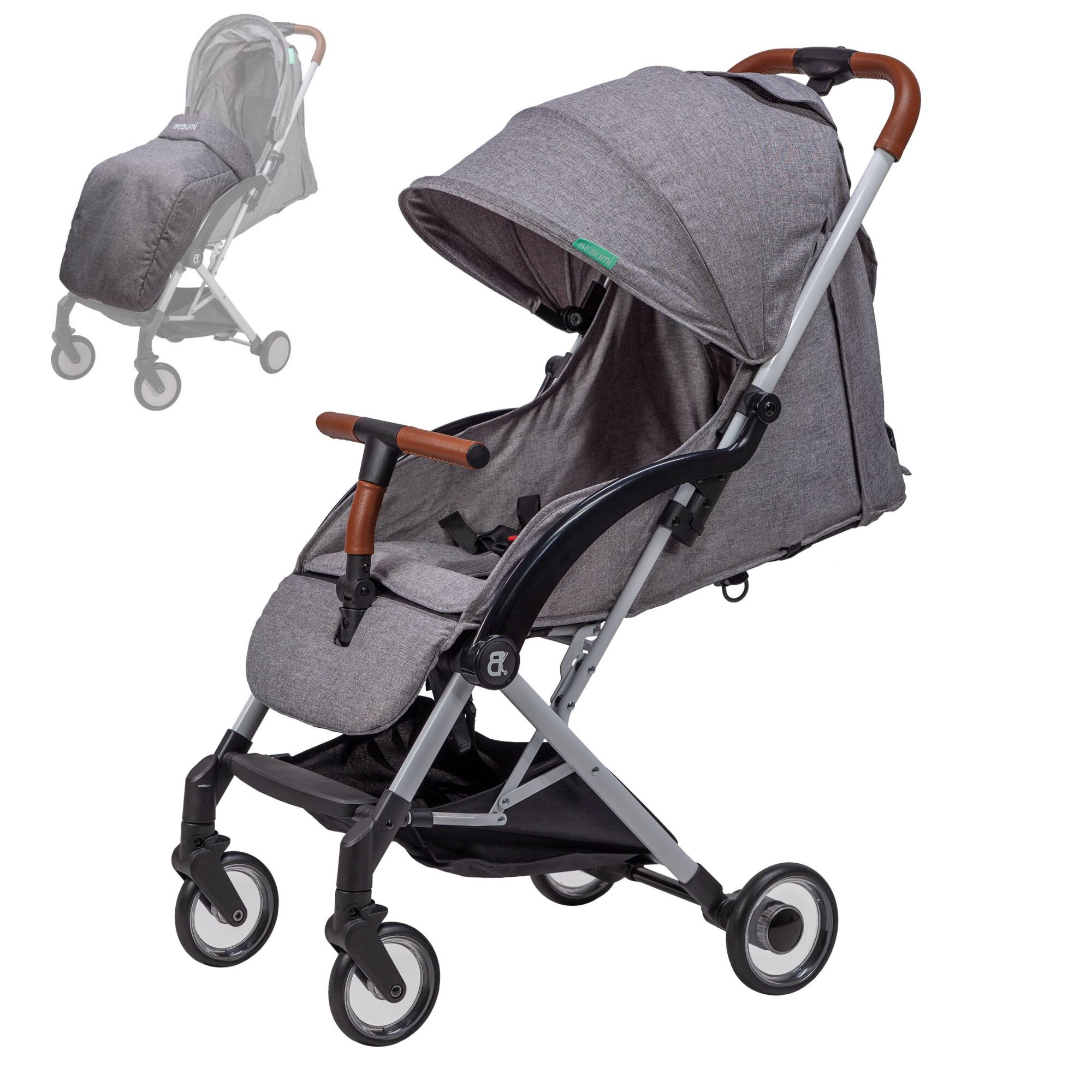 Carucior compact BEBUMI Sport Air 0-4 ani + Foot Cover Gri/Gray