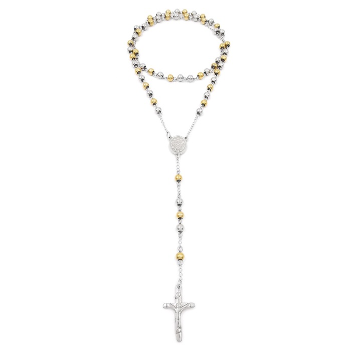 Rozariu inox, lant cu cruciulita PS Personal Style, auriu, argintiu
