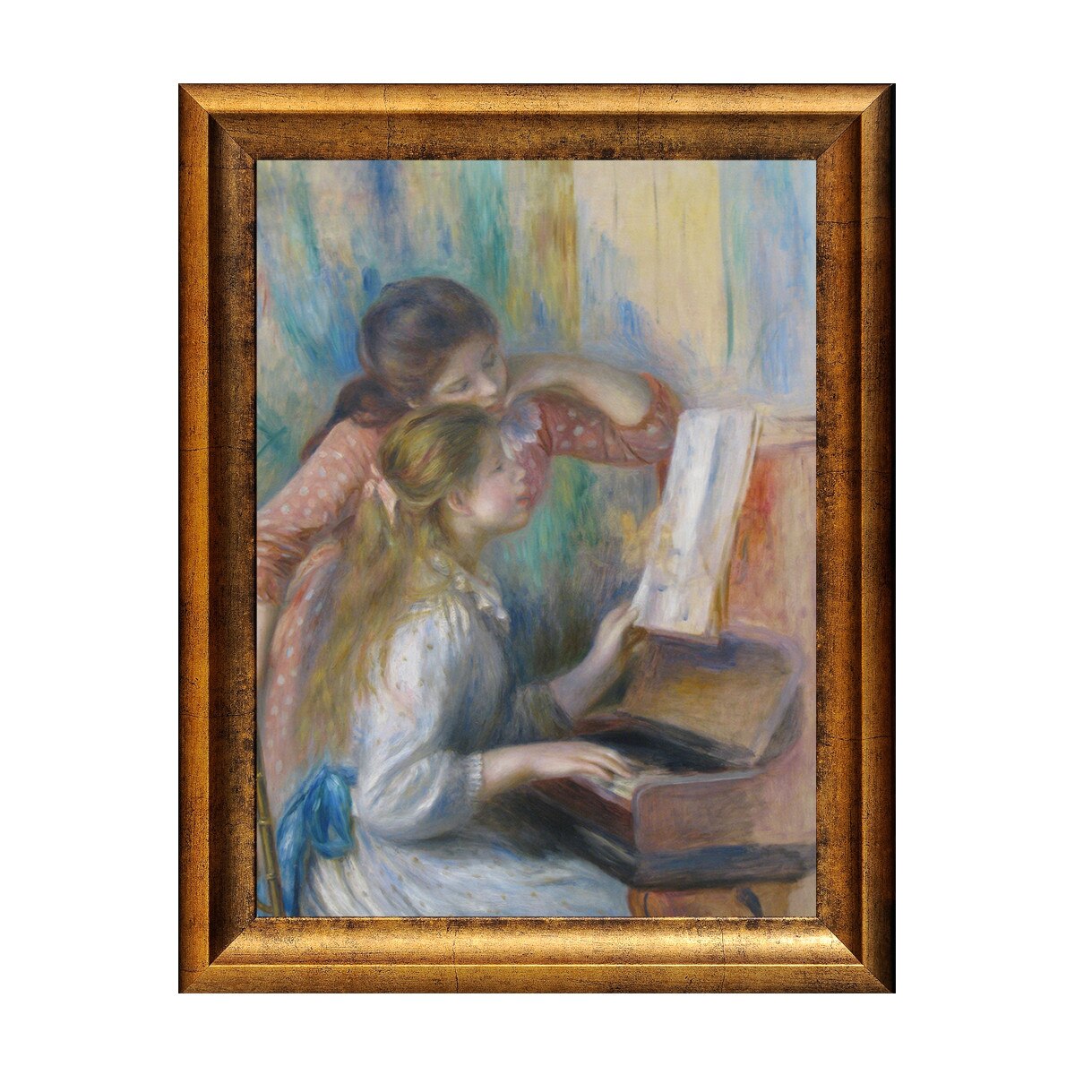 Tablou Inramat - Renoir - Young girls at the piano, Rama Auriu, 30 x 40 cm