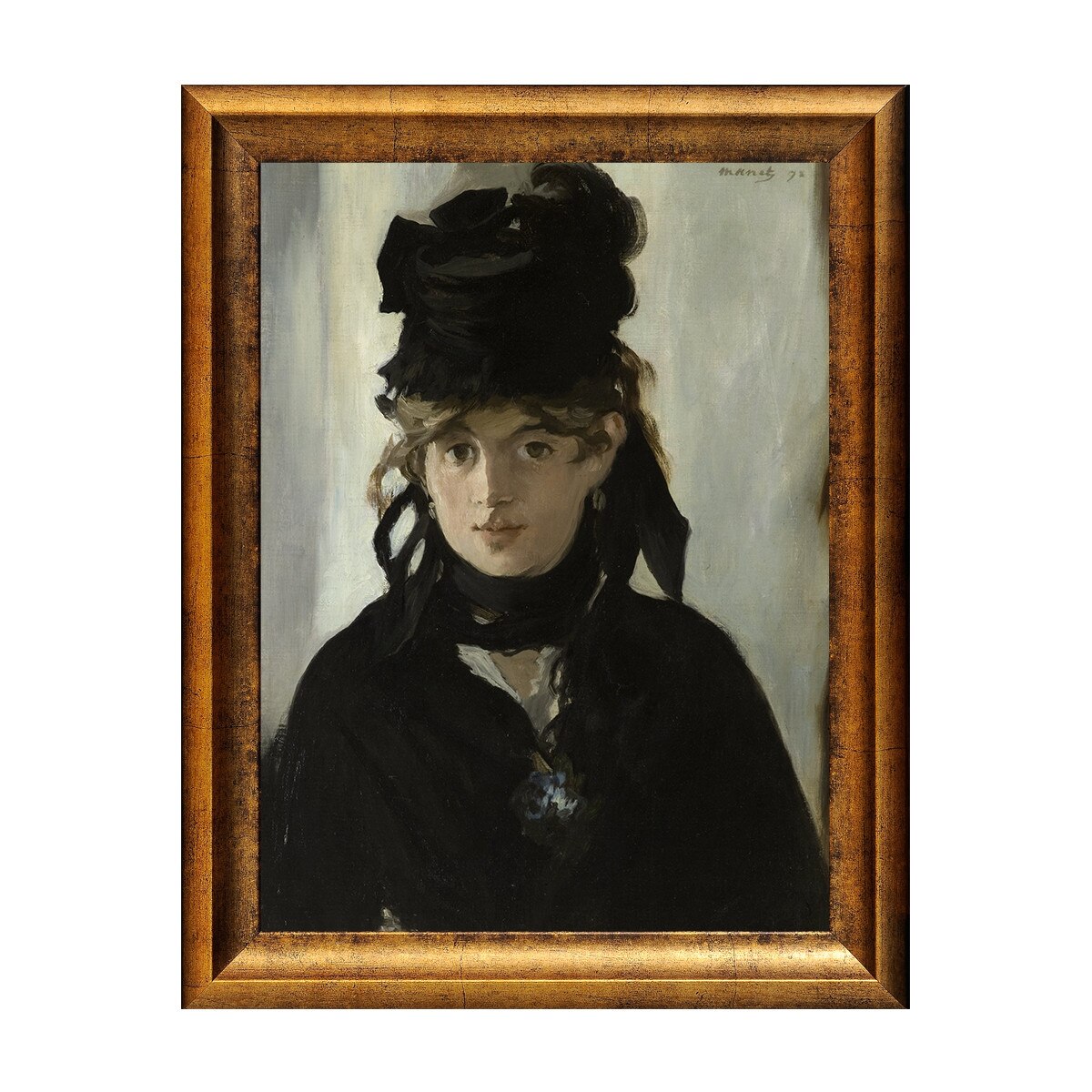 Tablou Inramat - Manet - Berthe Morisot with a bouquet of Violets, Rama Auriu, 30 x 40 cm