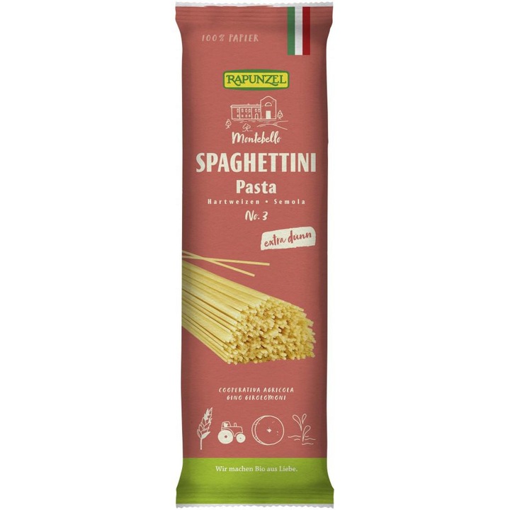 Spaghetti semola extra subtiri nr.3 bio, 500g, Rapunzel