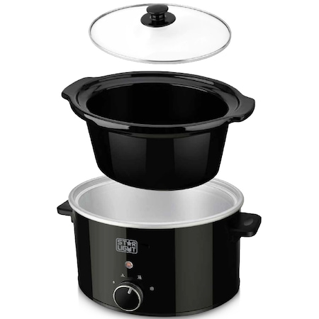 Slow cooker Star-Light SCB-418BL, 3.5l, 180W, Vas ceramica detasabil, Functie de pastrare la cald, Negru
