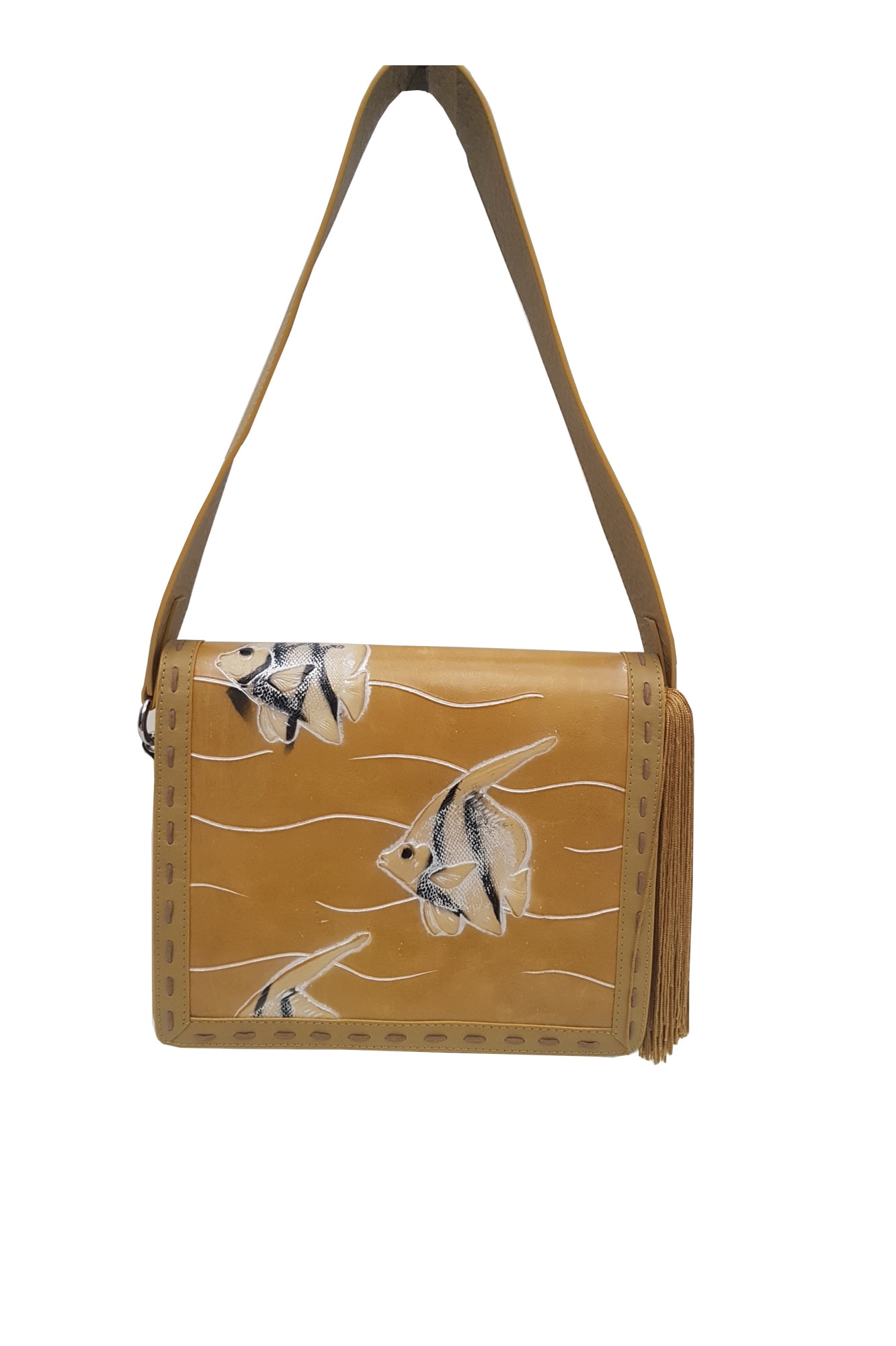 Geanta dama din piele natural, MaxMara, galben, 20c x 25cm
