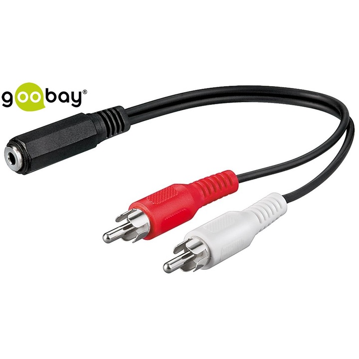 Адаптер за аудио кабел Y Splitter 3.5mm/F to Dual RCA/M,0.2m, черен