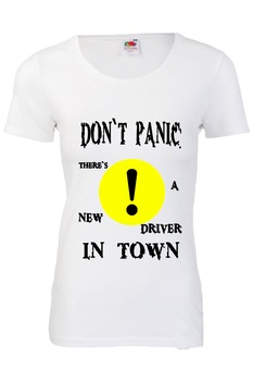 Tricou dama New driver in town Cadouri Urbane, Alb Tricou dama New driver in town Cadouri Urbane, Alb