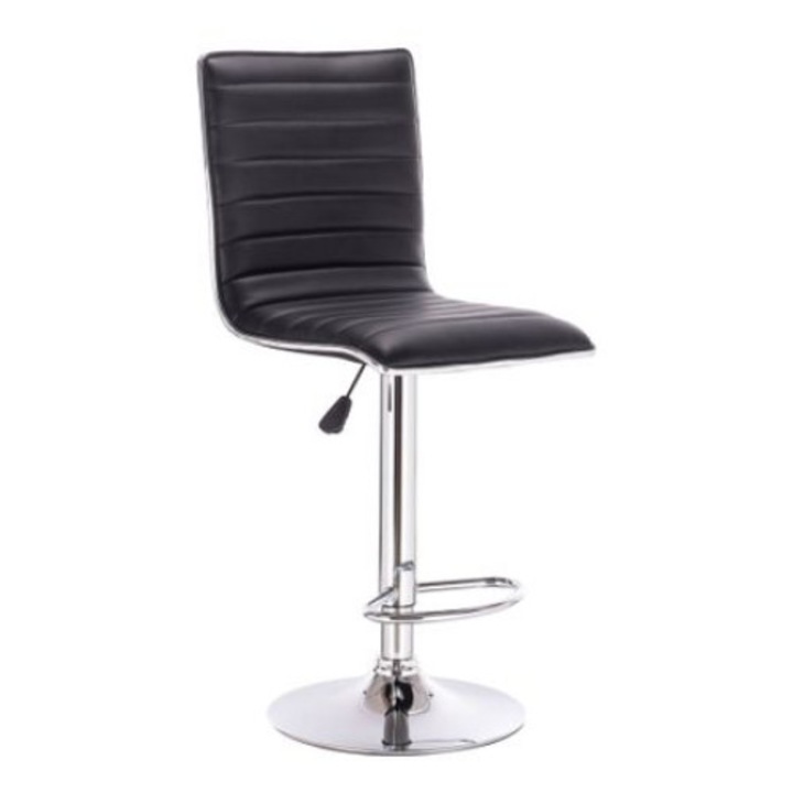 Bambusz bárszék, fekete, ökológikus bőr