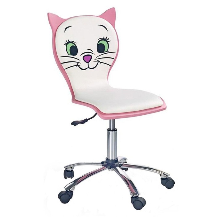 Scaun birou copii Axon Kitty 2 alb/roz
