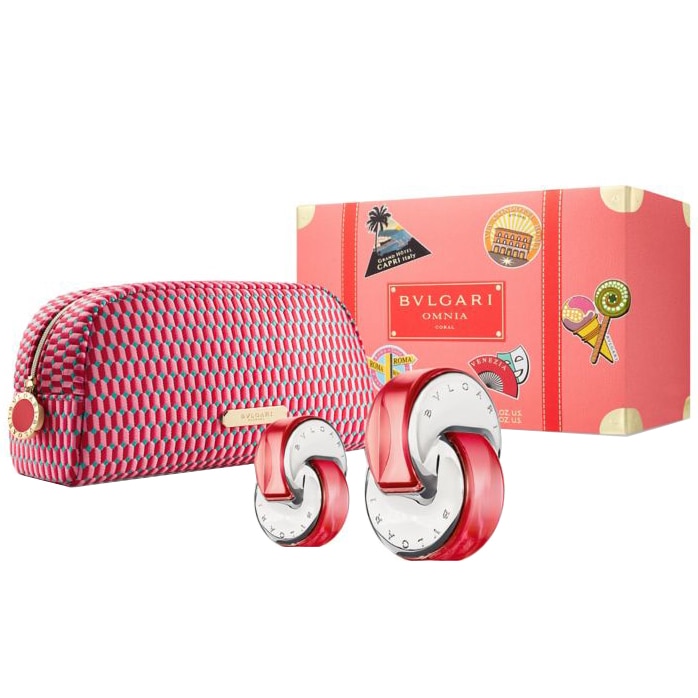 Set Apa de toaleta Bvlgari Omnia Coral Eau de Toilette 65ml + Eau de Toilette 15ml + Cosmetic Bag, Femei, 65 ml