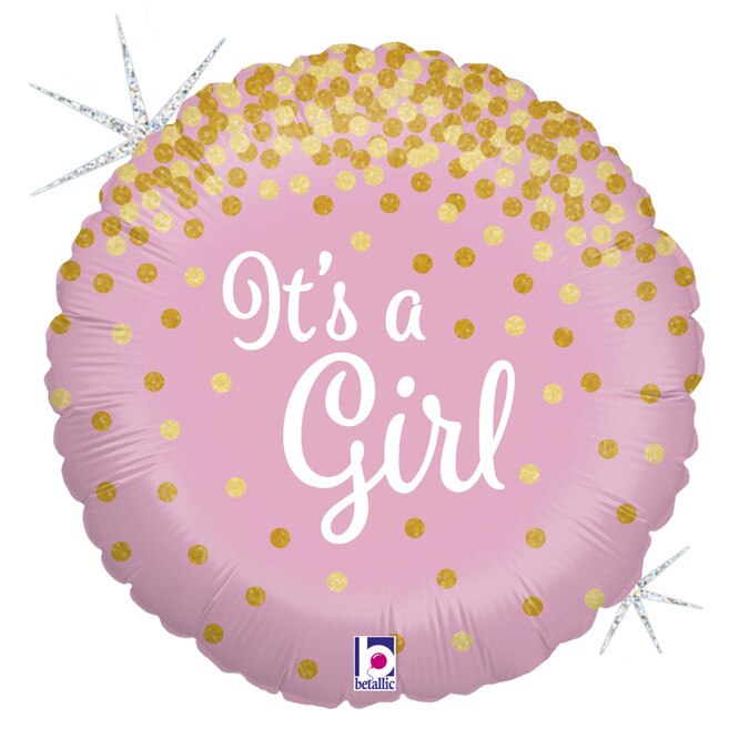 Balon folie cu mesaj botez It's a Girl, diametru 46cm, 1 bucata