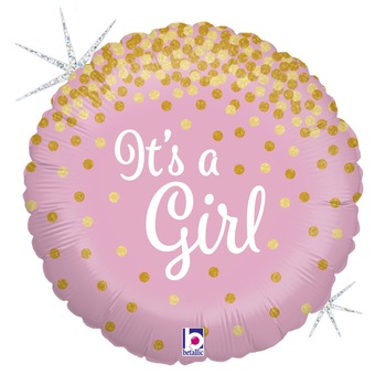 Balon folie cu mesaj botez It's a Girl, diametru 46cm, 1 bucata Balon folie cu mesaj botez It's a Girl, diametru 46cm, 1 bucata