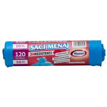 Saci menajeri Misavan, albastri, 10 buc, rezistenti, 120L Saci menajeri Misavan, albastri, 10 buc, rezistenti, 120L