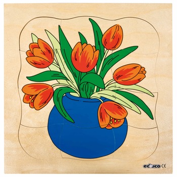 Puzzle de evolutie cu patru straturi FLOARE 24x24 cm, grosime 2cm Puzzle de evolutie cu patru straturi FLOARE 24x24 cm, grosime 2cm