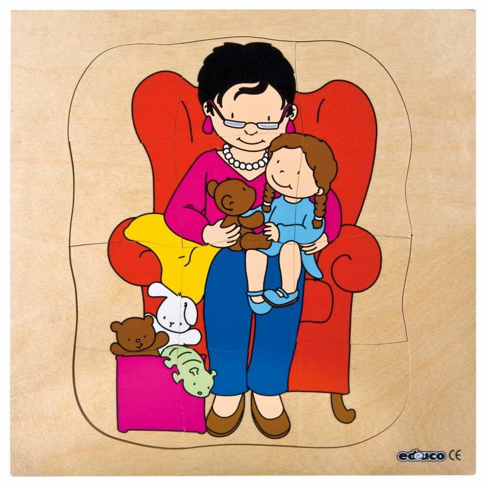 Puzzle de dezvoltare cu patru straturi BUNICA 24x24 cm, grosime 2cm