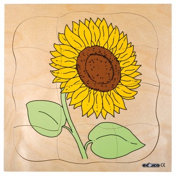 Puzzle de dezvoltare cu patru straturi FLOAREA SOARELUI 24x24 cm, grosime 2cm Puzzle de dezvoltare cu patru straturi FLOAREA SOARELUI 24x24 cm, grosime 2cm