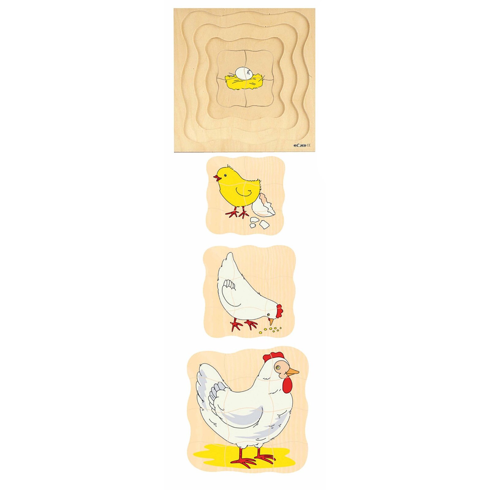 Puzzle de dezvoltare cu patru straturi GAINA 24x24 cm, grosime 2cm