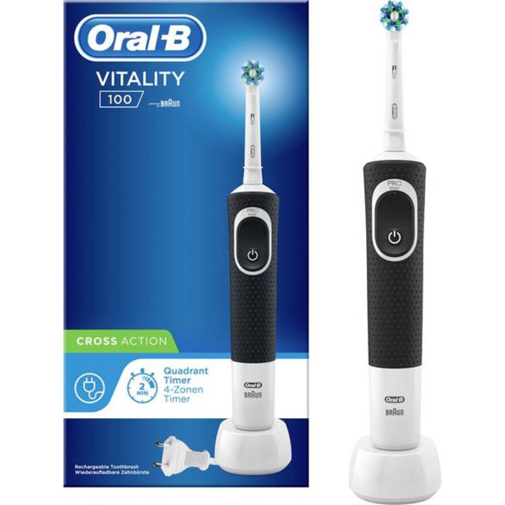 Четка Oral-B Vitality 100 CrossAction, Черен, 2 Минути таймер, 2D технология