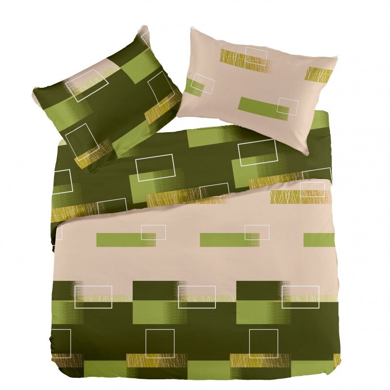 Lenjerie de pat Dormisete Minimal Verde 180x215 / 50x70, bumbac 100%, pentru pat 2 persoane, 4 piese
