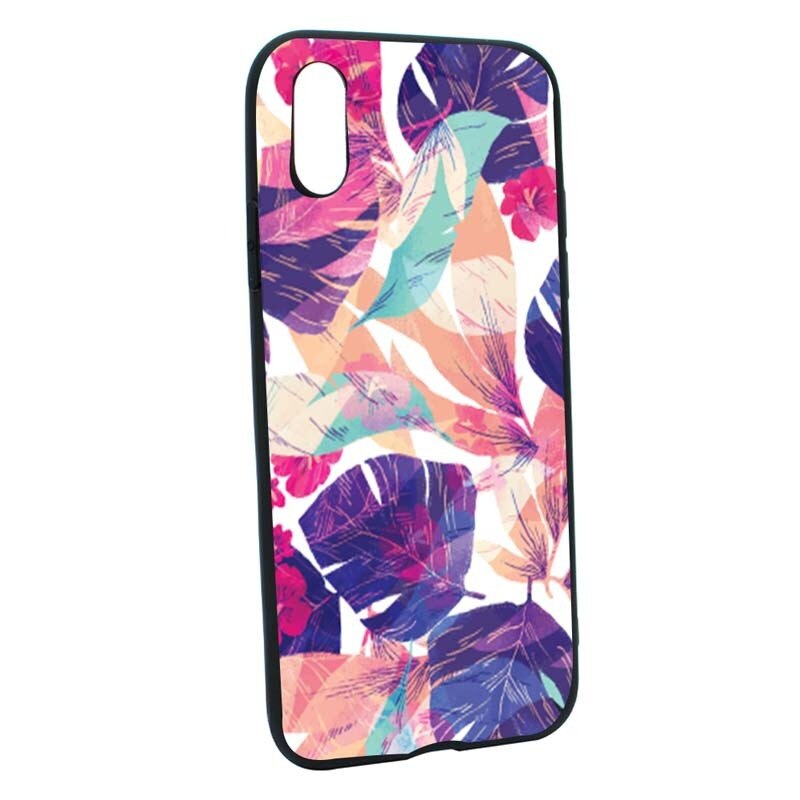 Husa Apple iPhone XS / X, Silicon, Flori Tropicale B71