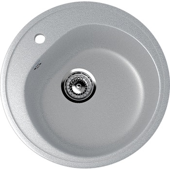 Chiuveta de bucatarie Gri deschis, rotunda, cu gaura pentru baterie, Ulgran U-101-310 1881 Chiuveta de bucatarie Gri deschis, rotunda, cu gaura pentru baterie, Ulgran U-101-310 1881