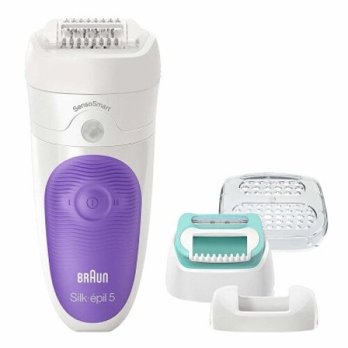 Epilator Braun Silk-epil 5 5-880 Sensosmart, mov, 2 viteze, 28 pensete, uscat-umed, 5 accesorii