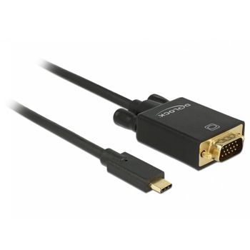 Cablu USB tip C la VGA (DP Alt Mode) Full HD 1080p 3m T-T Negru, Delock 85263 Cablu USB tip C la VGA (DP Alt Mode) Full HD 1080p 3m T-T Negru, Delock 85263