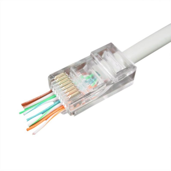 Модулен щепсел 8P8C за твърд LAN RJ 45 кабел, Неекраниран, Комплект от 50 броя
