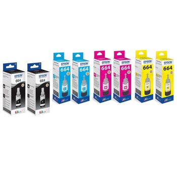 Pachet cartuse cerneala T6641 negru x 2,T6642 cyan x 2,T6643 magenta x 2,T6644 galben x 2 Epson original 54000 pagini Pachet cartuse cerneala T6641 negru x 2,T6642 cyan x 2,T6643 magenta x 2,T6644 galben x 2 Epson original 54000 pagini