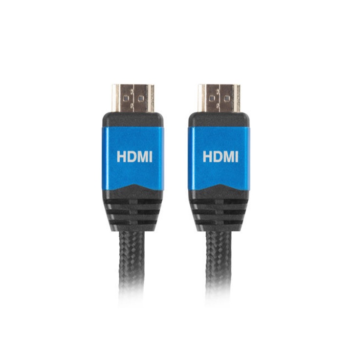 Prémium HDMI2.0 1 m-es kábel fém dugókkal, 4K@60Hz, CA-HDMI-20CU-0010-BL, Lanberg