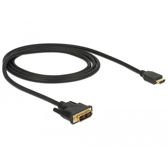 Cablu DVI 18+1 tata - HDMI-A tata, de 1,5 m, Delock, Negru