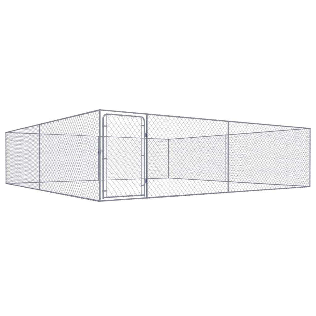 Cusca de exterior pentru caini, vidaXL, Otel galvanizat, 4 x 4 x 1 m, Argintiu