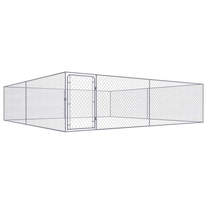 Cusca de exterior pentru caini, vidaXL, Otel galvanizat, 4 x 4 x 1 m, Argintiu
