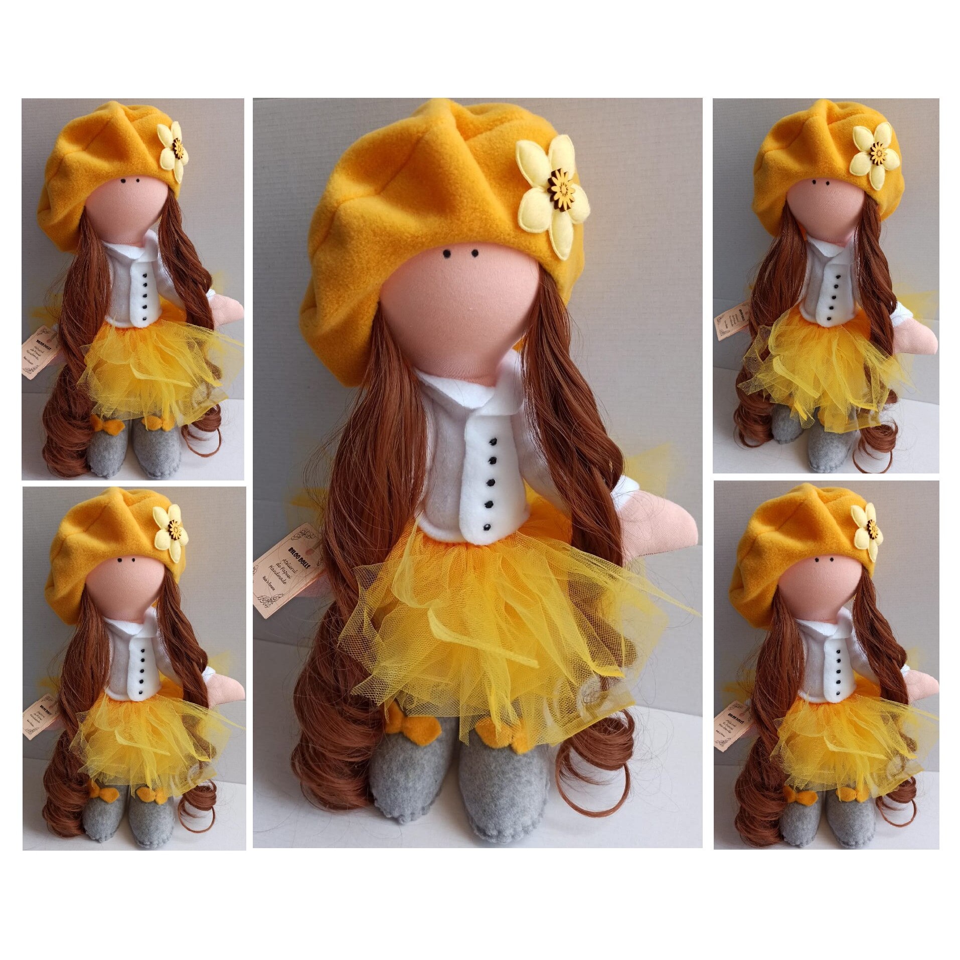 Papusa Biloo Doll Beatrice - Model Unicat - Creatie handmade - dimensiune 43 cm