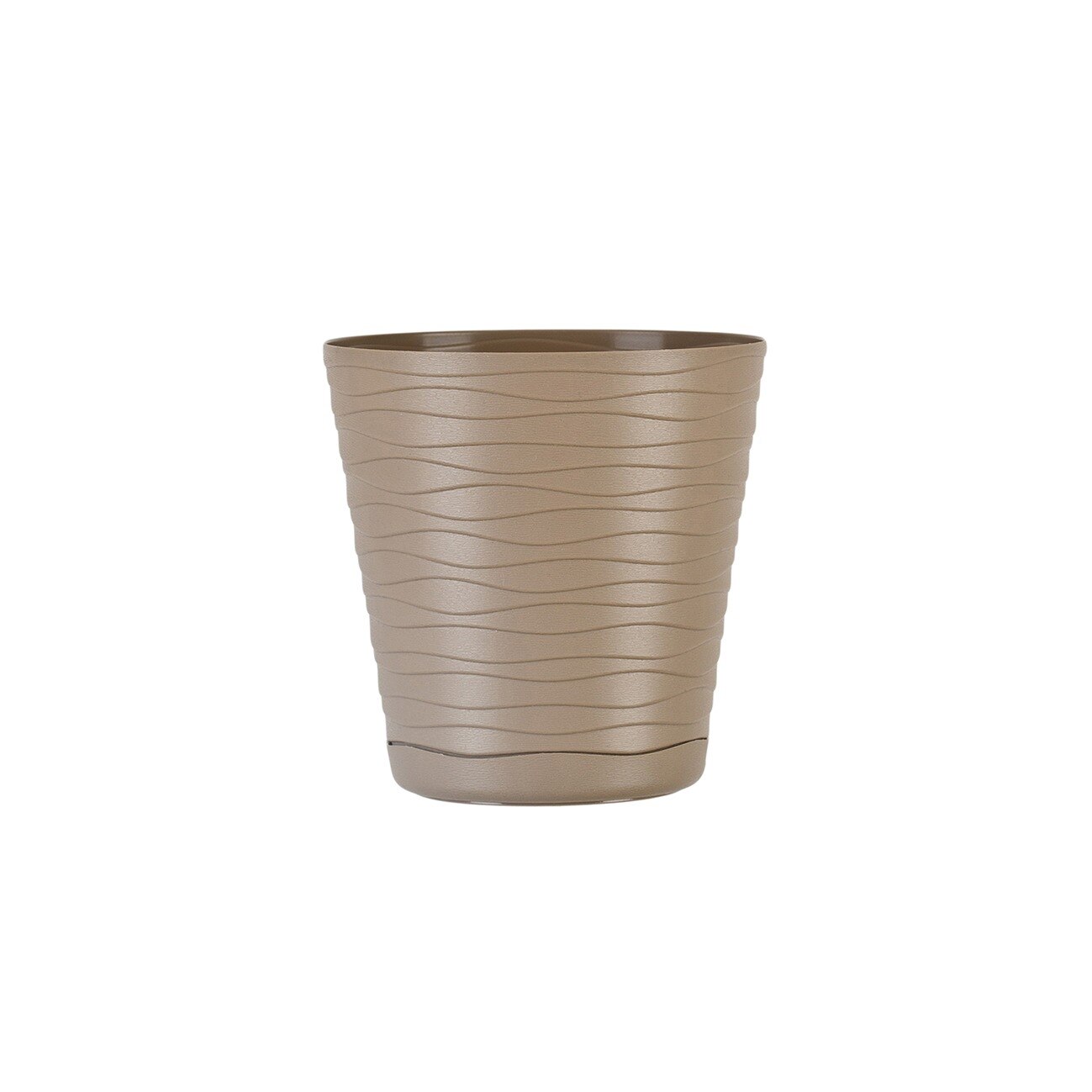 Ghiveci cu farfurie, Tedi diametru 13 cm, bej