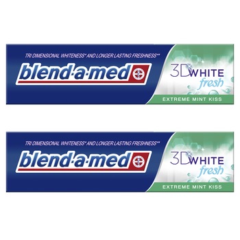 Pachet promo Blend-a-Med 3D White Fresh Extreme Mint Kiss, 2 x 100 ml Pachet promo Blend-a-Med 3D White Fresh Extreme Mint Kiss, 2 x 100 ml