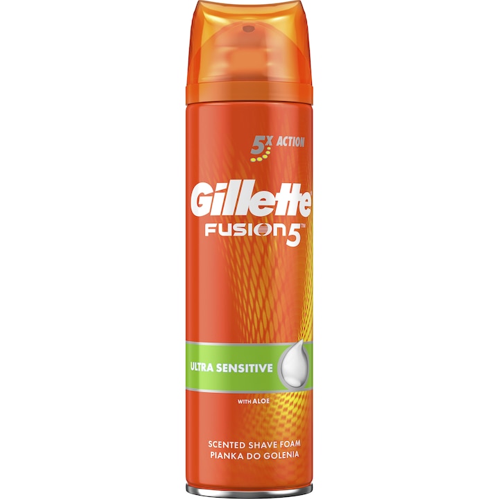 Spuma de ras Gillette Fusion Ultra Sensitive, 250 ml