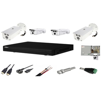 Sistem supraveghere video complet de exterior 4 camere Dahua 2MP Starlight IR 80m, cablu HDMI Sistem supraveghere video complet de exterior 4 camere Dahua 2MP Starlight IR 80m, cablu HDMI