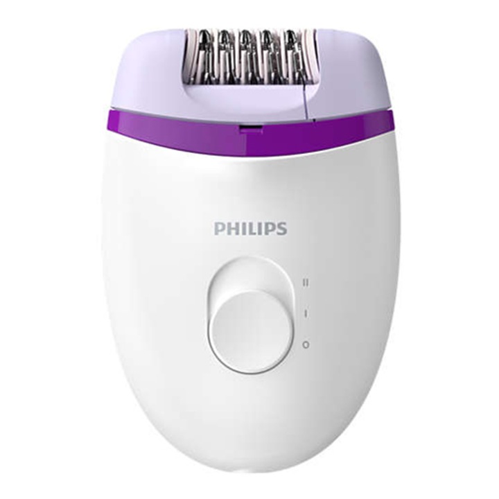 Epilator BRE225/00 Satinelle Essential, Philips, Cu fir, Alb/Violet