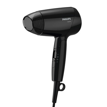 Uscator de par Philips EssentialCare BHC010/10, 1200 W, 3 setari temperatura, maner pliant, Negru Uscator de par Philips EssentialCare BHC010/10, 1200 W, 3 setari temperatura, maner pliant, Negru