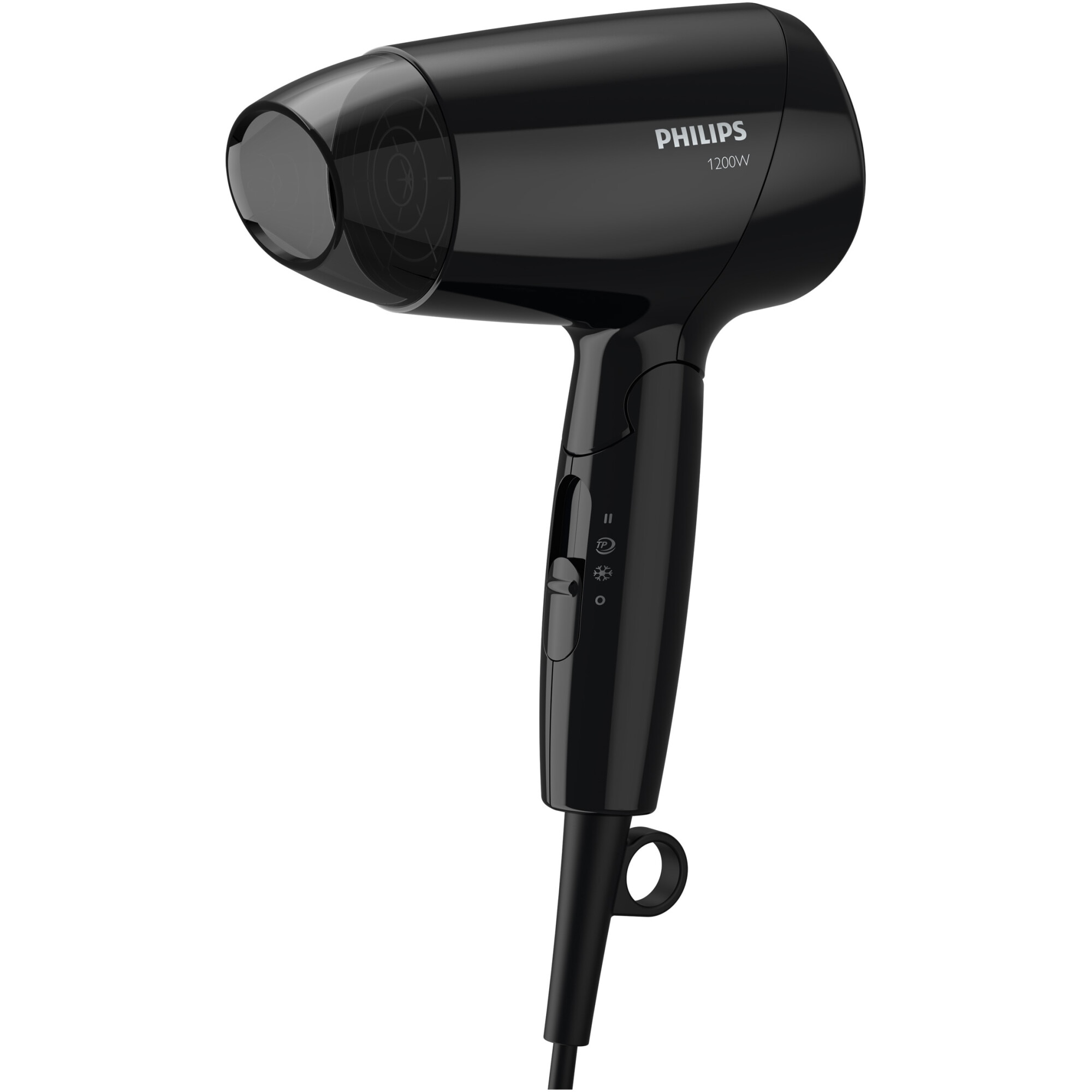 Uscator de par Philips EssentialCare BHC010/10, 1200 W, 3 setari temperatura, maner pliant, Negru