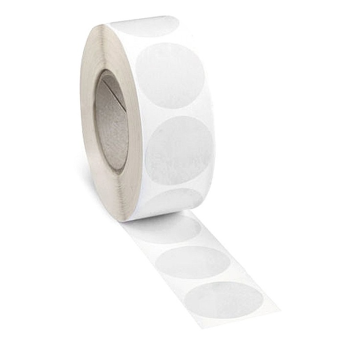 Rola cu 1000 Etichete Autoadezive Transparente Rotunde de Sigilare Adeziune Medie 30 mm
