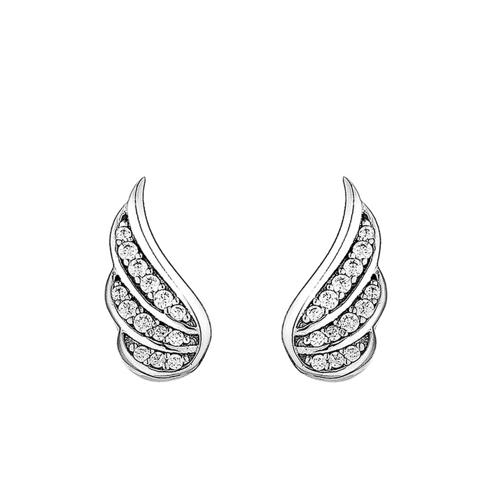 Обеци Swan Pearls END018E Крила, Сребро 925, Цирконий