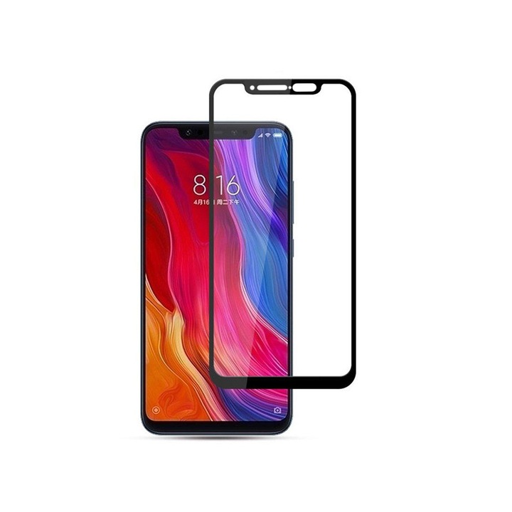 Rurihai edzett üveg képernyővédő fólia, 6,21 hüvelykes, Xiaomi Mi 8 / Mi 8 Explorer Edition készülékhez, átlátszó/fekete