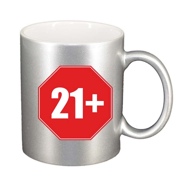 Cana "Restriction 21+", argintiu sidefata, 330ml, D604
