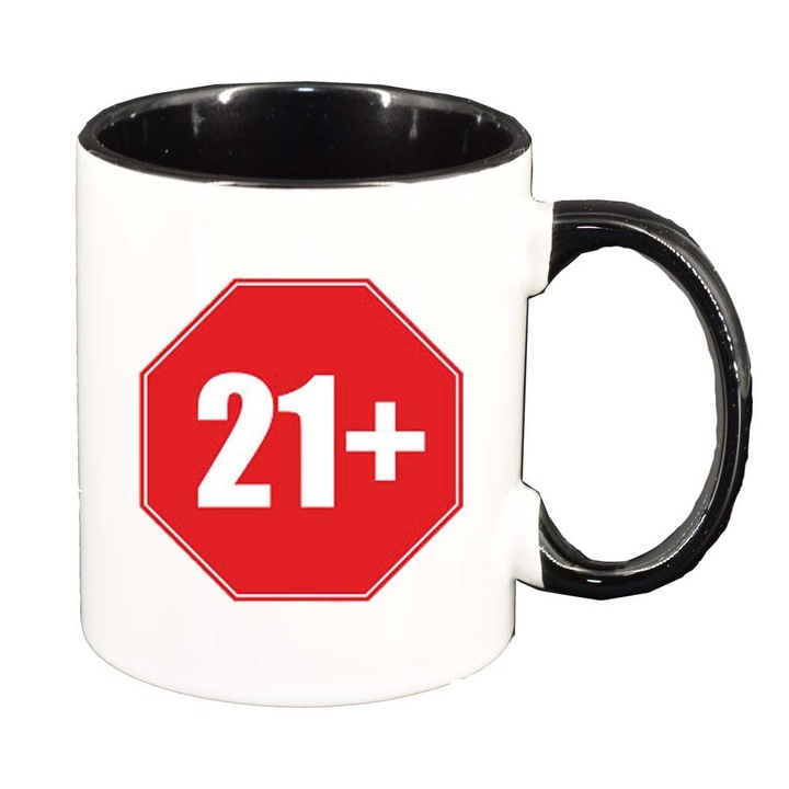 Cana "Restriction 21+", interior negru, 330ml, D604