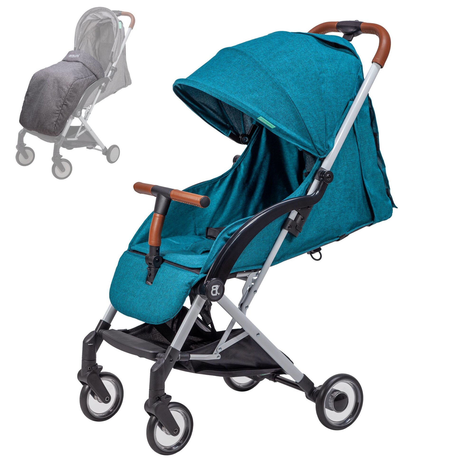 Carucior compact BEBUMI Sport Air 0-4 ani + Foot Cover Verde Inchis/Dark Green