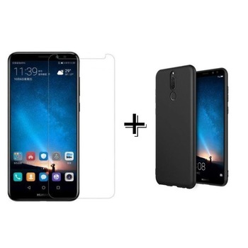 Pachet Folie Sticla + Husa silicon Neagra Huawei MATE 20 LITE Pachet Folie Sticla + Husa silicon Neagra Huawei MATE 20 LITE