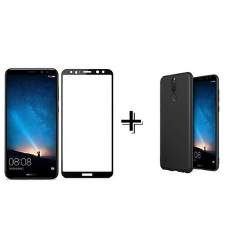 Pachet Folie Sticla 3D Negru + Husa silicon Neagra Huawei MATE 20 LITE Pachet Folie Sticla 3D Negru + Husa silicon Neagra Huawei MATE 20 LITE